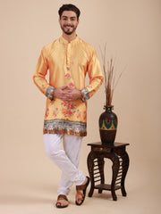 Men Floral Printed Woven Design Kurta & Pyjama Set