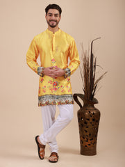 Men Floral Printed Woven Design Kurta & Pyjama Set