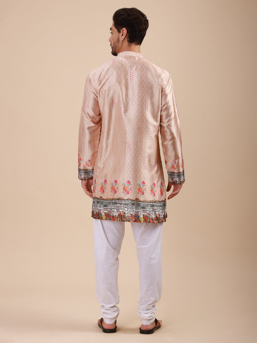 Men Floral Printed Woven Design Kurta & Pyjama Set
