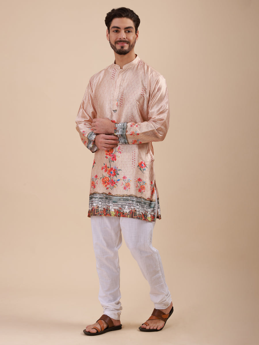 Men Floral Printed Woven Design Kurta & Pyjama Set