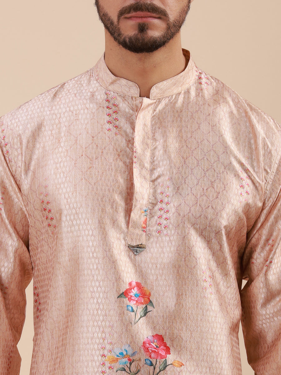 Men Floral Printed Woven Design Kurta & Pyjama Set