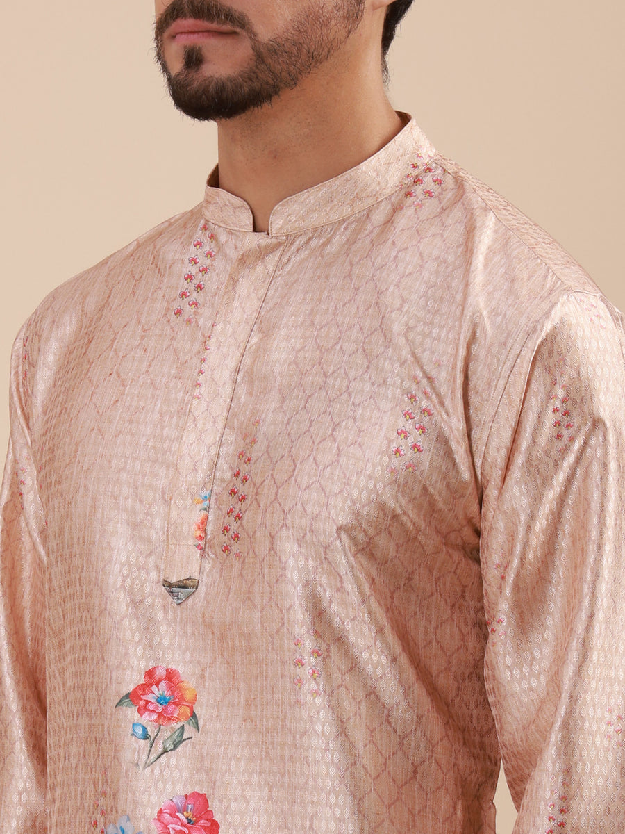 Men Floral Printed Woven Design Kurta & Pyjama Set