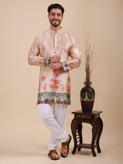 Men Floral Printed Woven Design Kurta & Pyjama Set