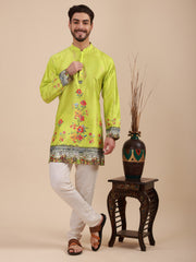 Men Floral Printed Woven Design Kurta & Pyjama Set