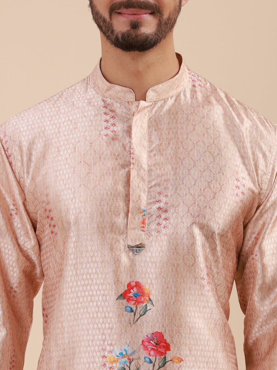 Men Floral Printed Woven Design Kurta & Pyjama Set