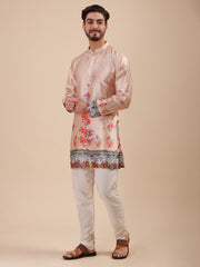 Men Floral Printed Woven Design Kurta & Pyjama Set
