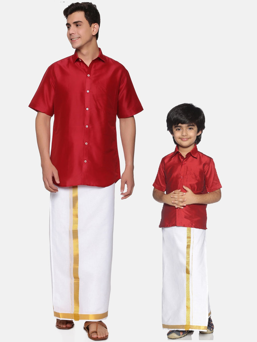 Father Son Matching Shirt Dhoti Set
