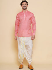 Mens Short Kurta with Embroidery Dhotipant