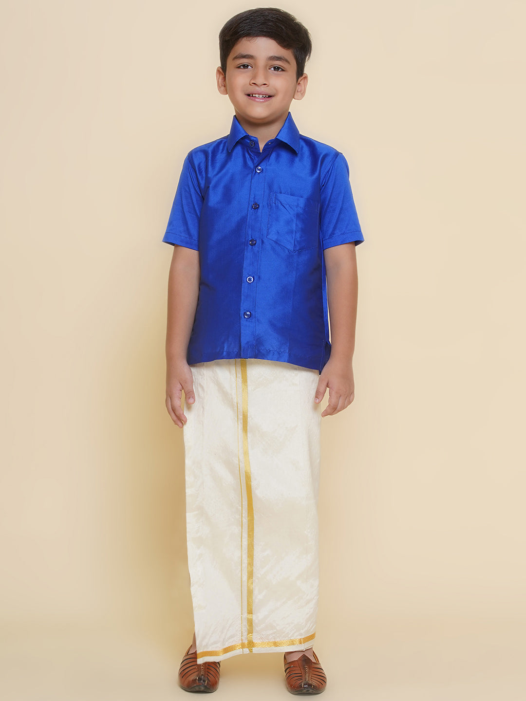 Boys Solid Colour Shirt and Dhoti Set