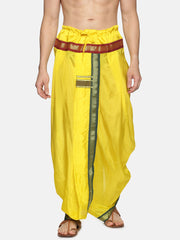 Men Mustard Colour Art Silk Dhoti Pant.