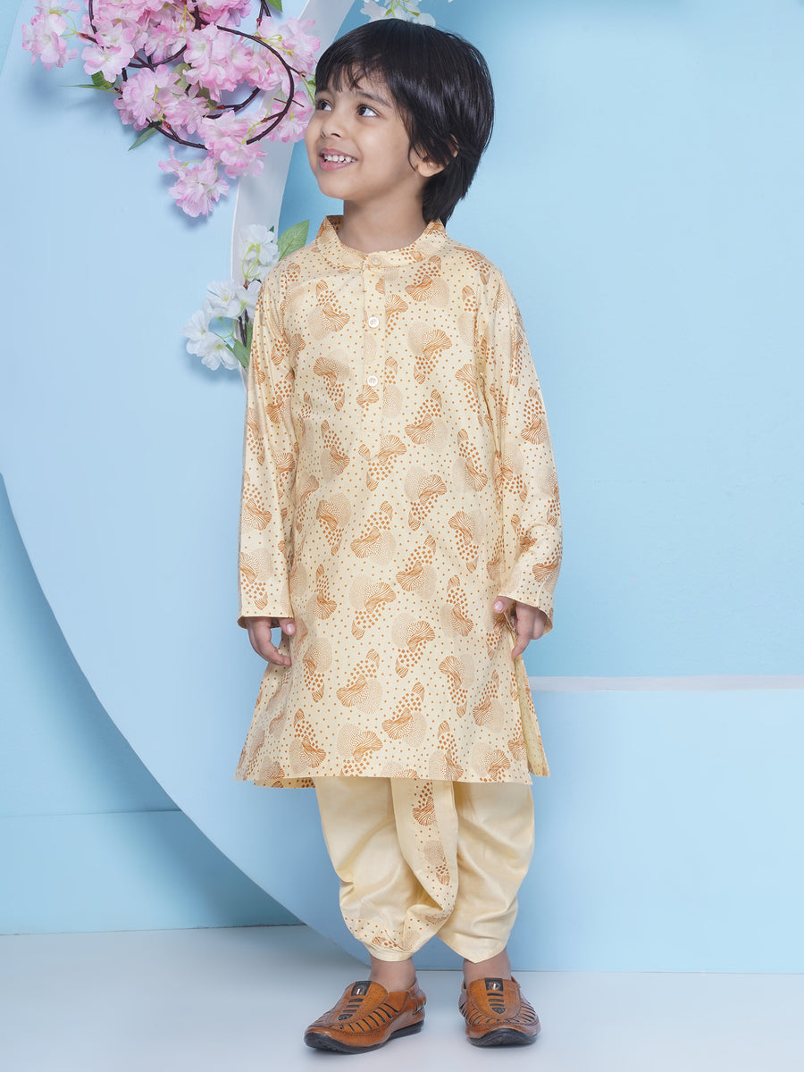 Boys Leaf Design Printed Kurta