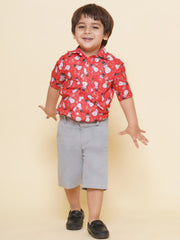 Boys Printed Christmas Red Shirts