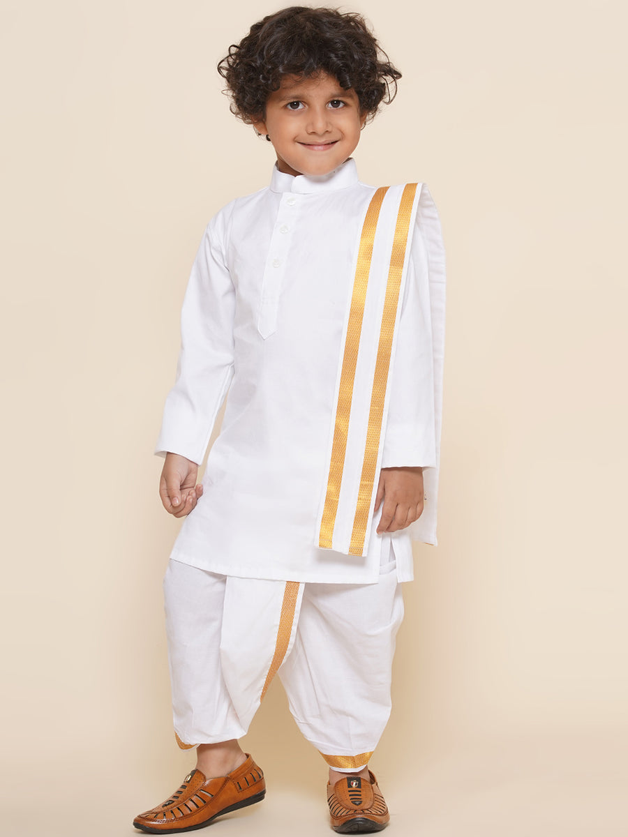 Sethukrishna Boys Kurta and Dhotipant with Angavastram