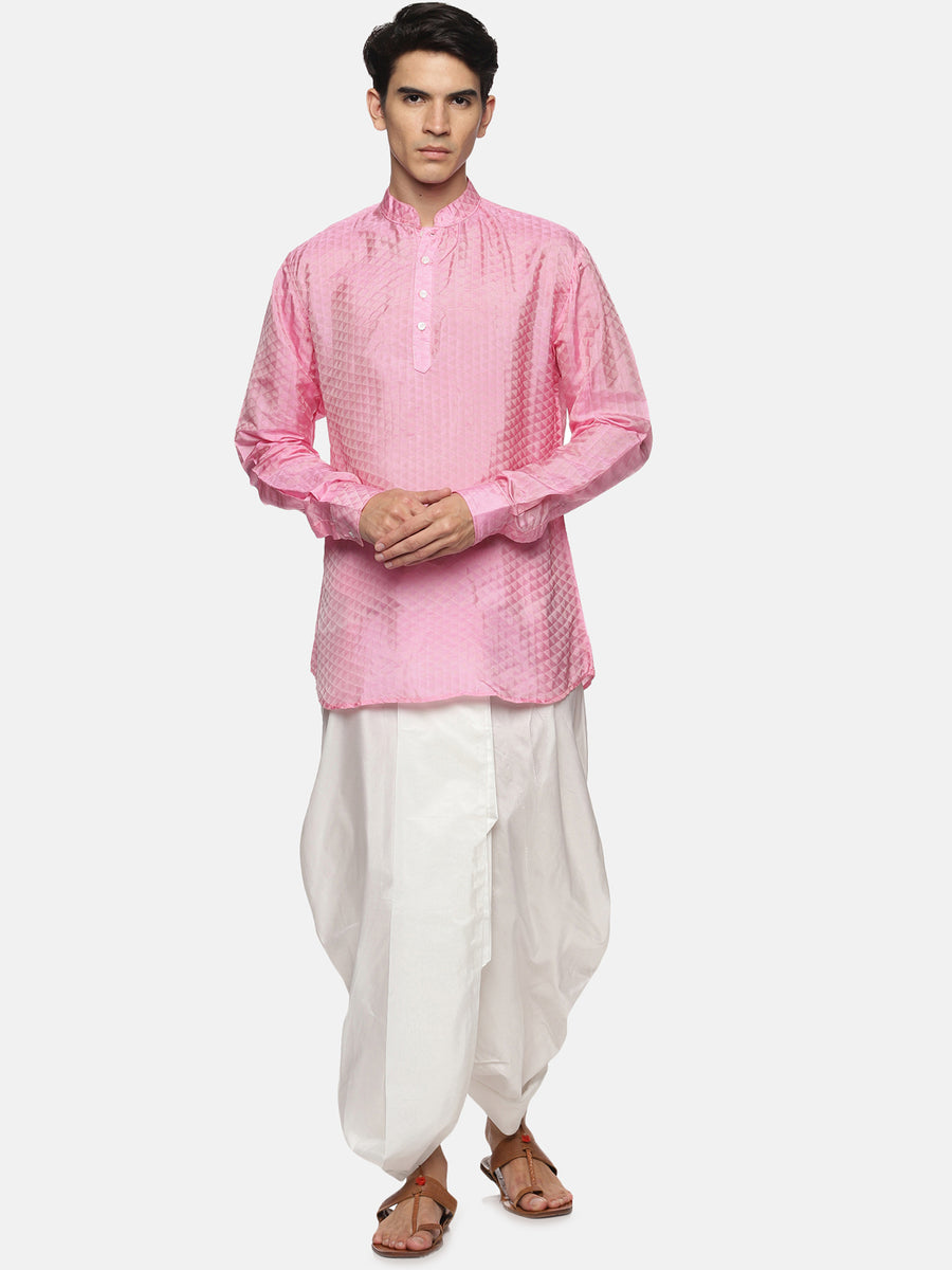 Sethukrishna Mens Self Design Kurta Dhotipant Set