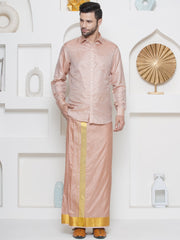 Sethukrishna Mens Self Design Shirt Dhoti set