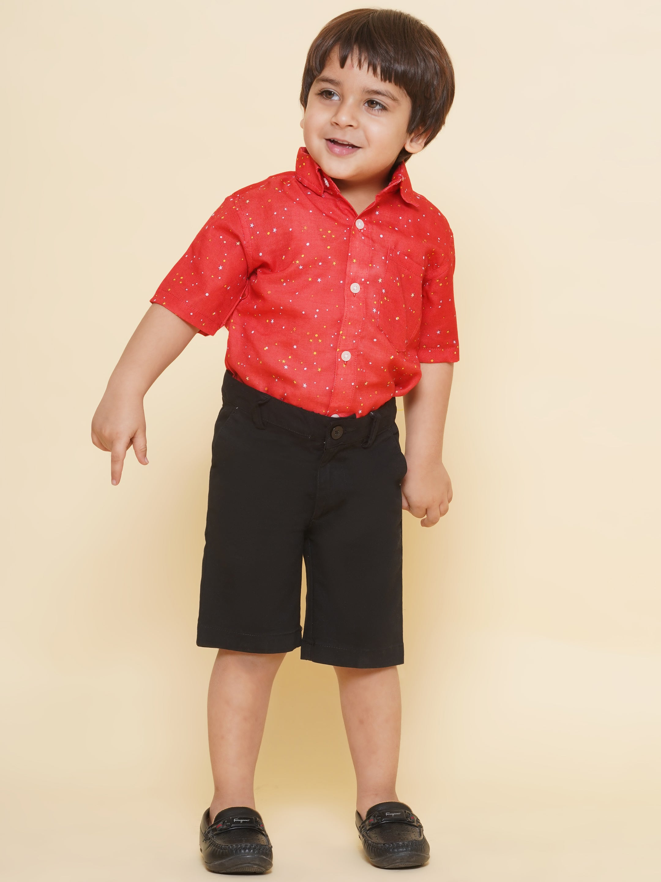 Boys Printed Christmas Red Shirts