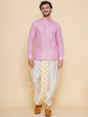 Sethukrishna Mens Short Kurta with Embroidery Dhotipant