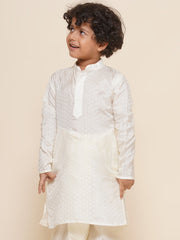 Boys Off White Colour Art Silk Kurta