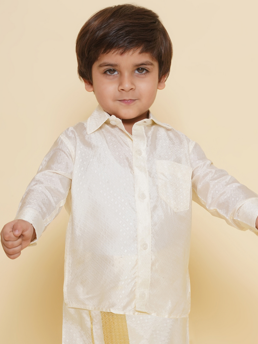 Sethukrishna Boys Solid Colour Self Design Shirt