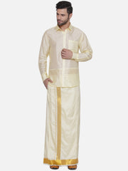 Sethukrishna Mens Self Design Shirt Dhoti set