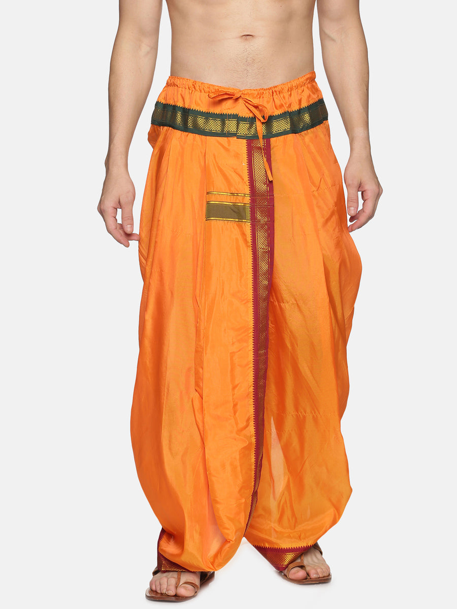 Men Mustard Colour Art Silk Dhoti Pant.