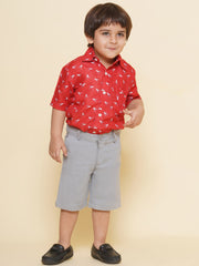 Boys Printed Christmas Red Shirts