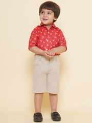 Boys Printed Christmas Red Shirts