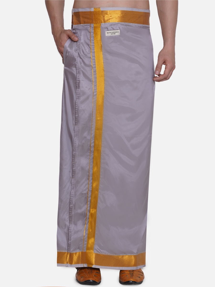 Men Solid Colour Art Silk Readymade Pocket Dhoti