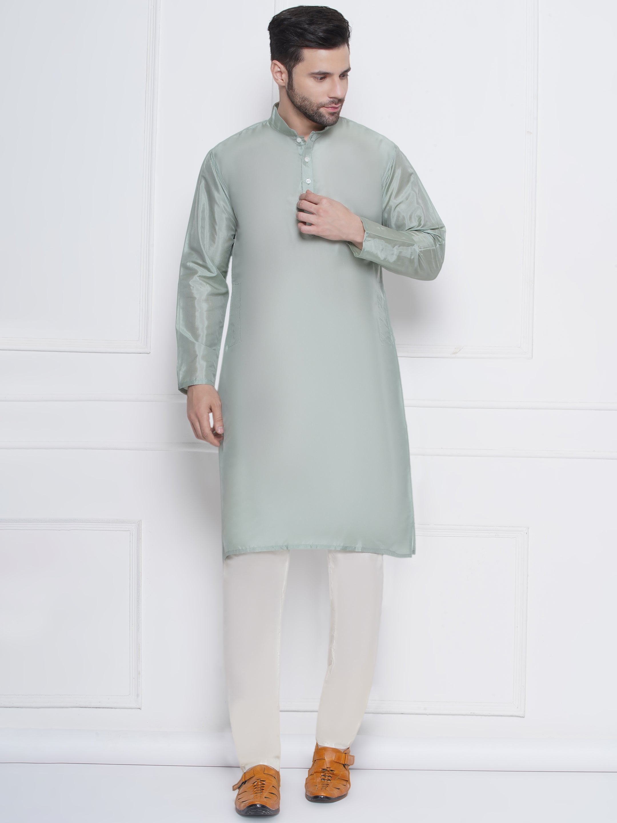 Sethukrishna Mens Solid Colour Kurta and Pyjama