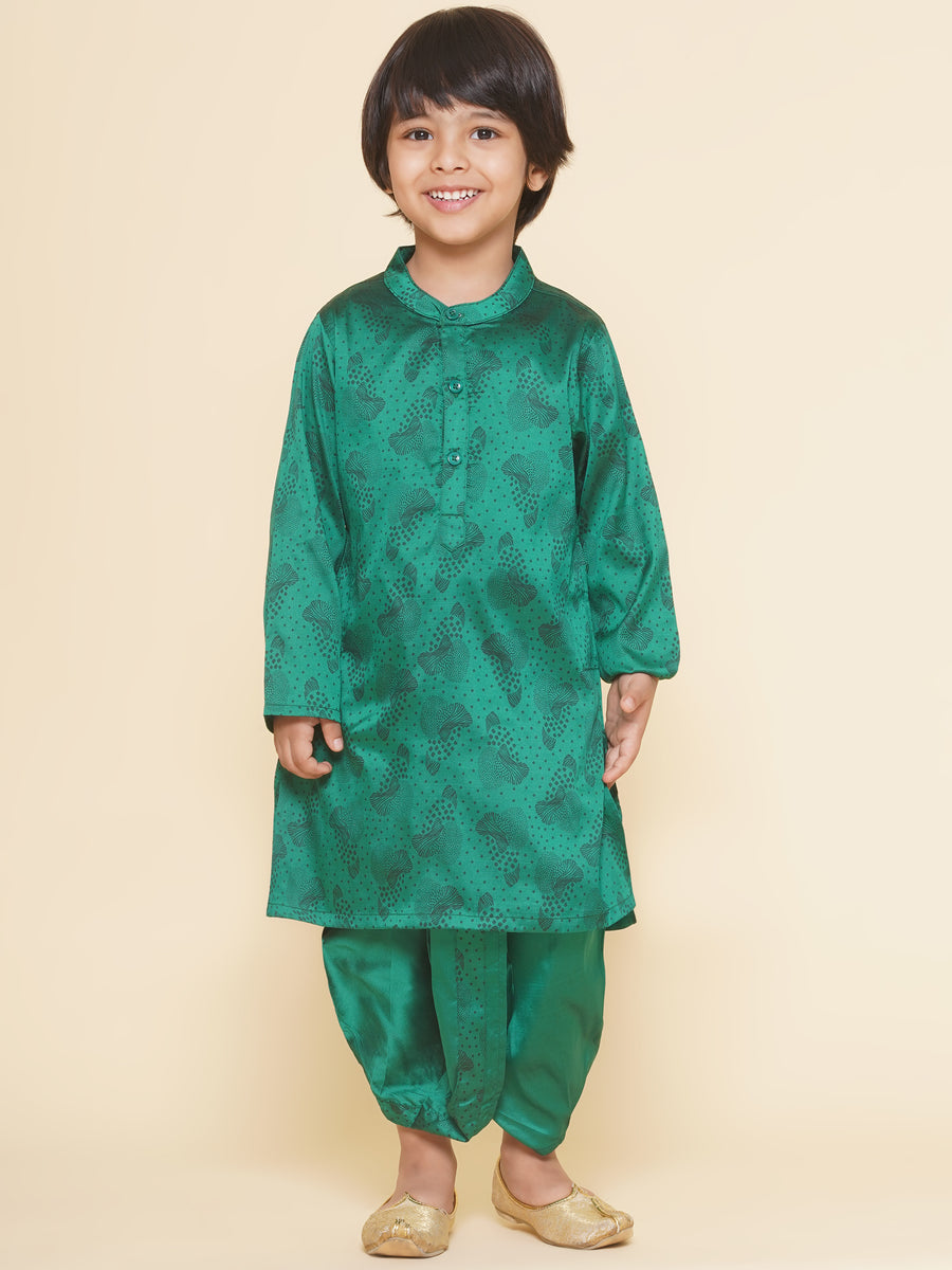 Boys Leaf Design Printed Kurta