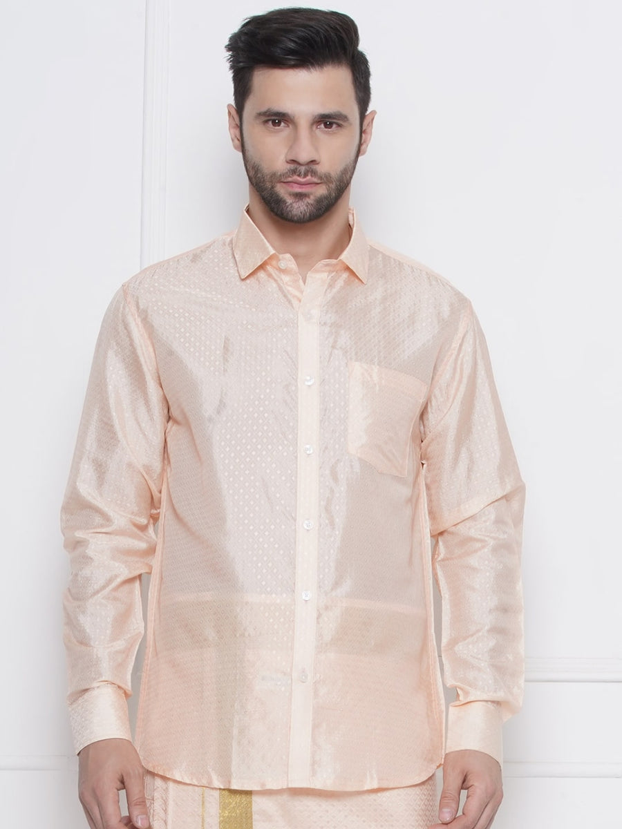 Sethukrishna Mens Solid Colour Self Design Shirt