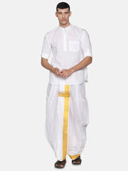 Men White Colour Kurta Dhotipant Set