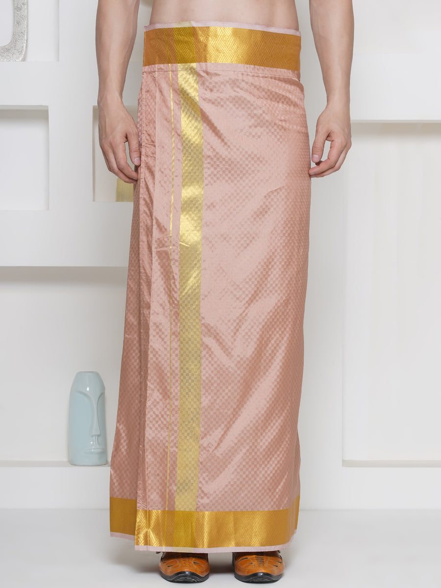 Men Self Design Art Silk Readymade Pocket Dhoti