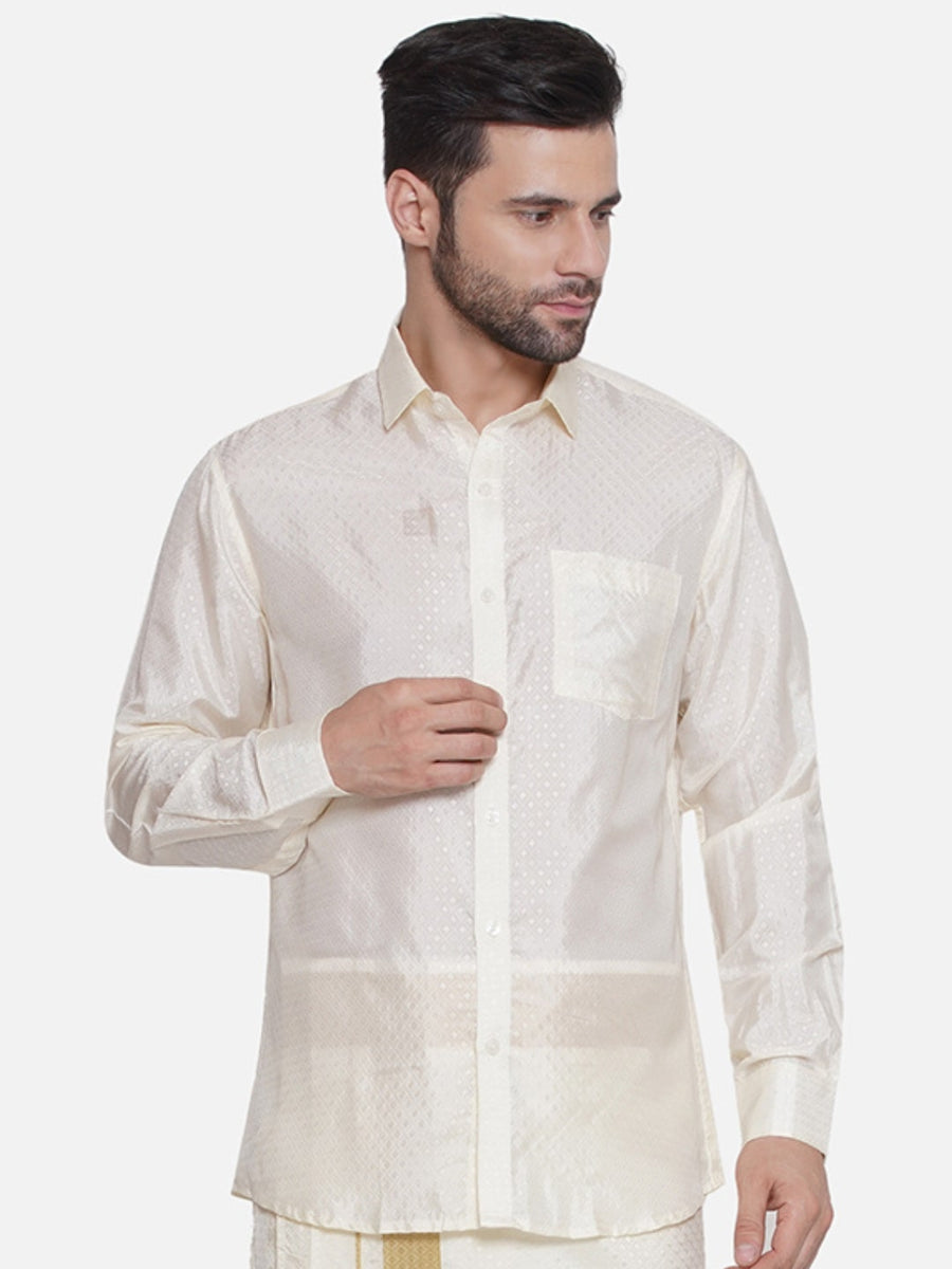 Sethukrishna Mens Solid Colour Self Design Shirt