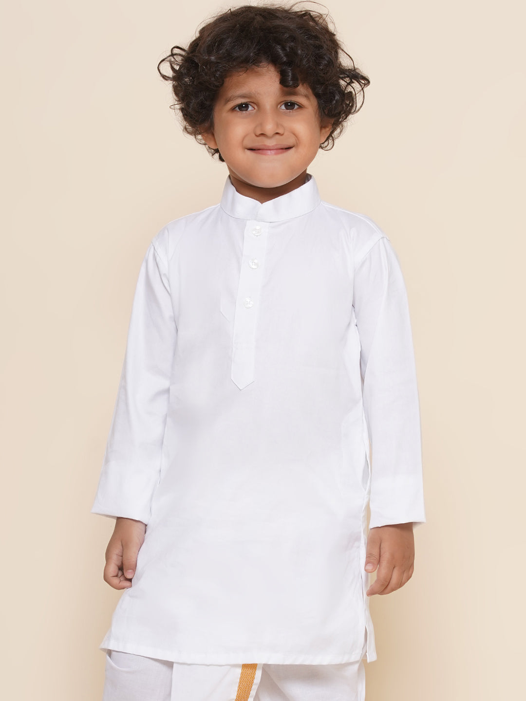 Boys White Colour Plain Cotton Kurta