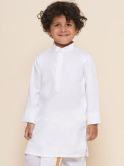 Boys White Colour Plain Cotton Kurta