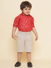 Boys Printed Christmas Red Shirts