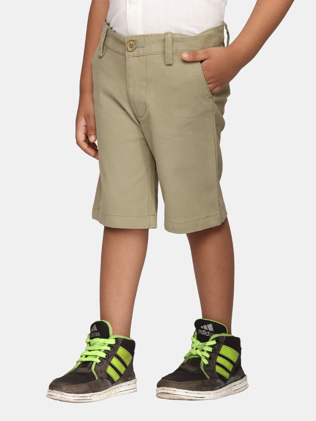 Boys Light Green Colour Casual Chino Shorts