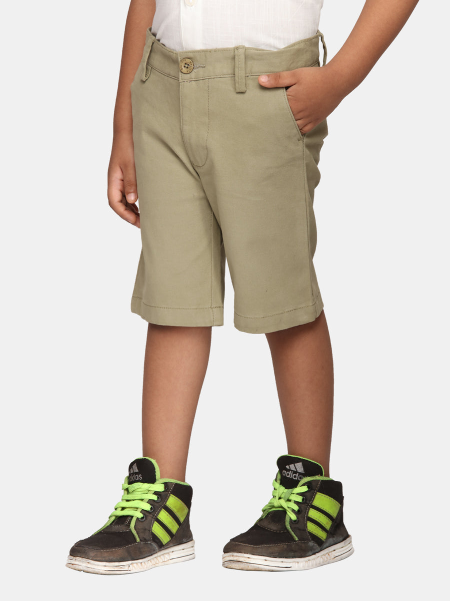 Boys Light Green Colour Casual Chino Shorts