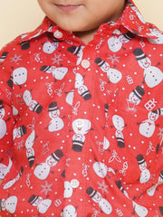 Boys Printed Christmas Red Shirts