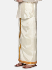 Men Art Silk Traditional Cream Colour Regular Dhoti