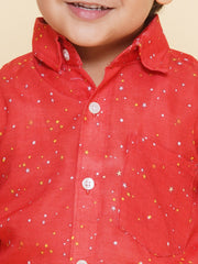 Boys Printed Christmas Red Shirts