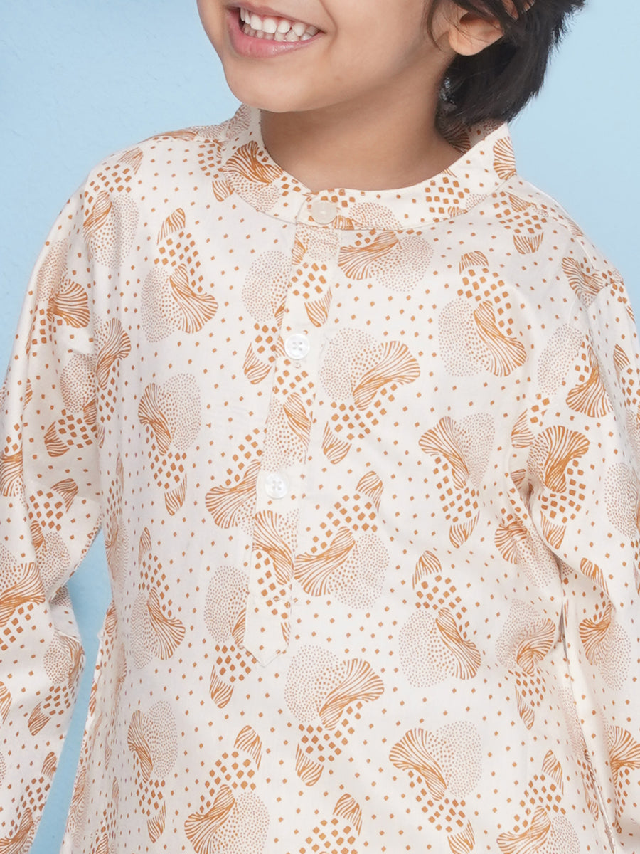 Boys Leaf Design Printed Kurta