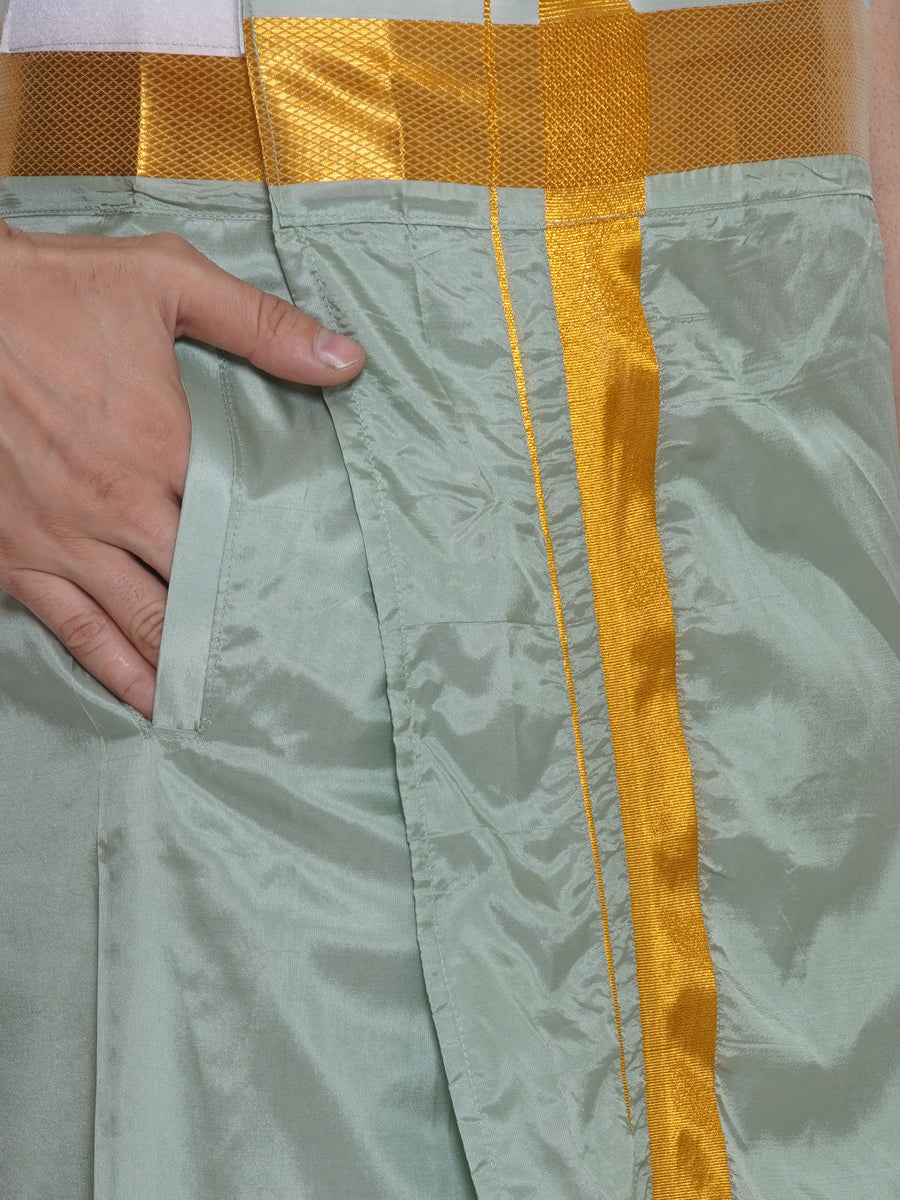 Men Solid Colour Art Silk Readymade Pocket Dhoti