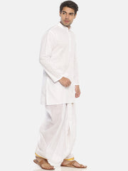 Men White Colour Kurta Dhotipant Set