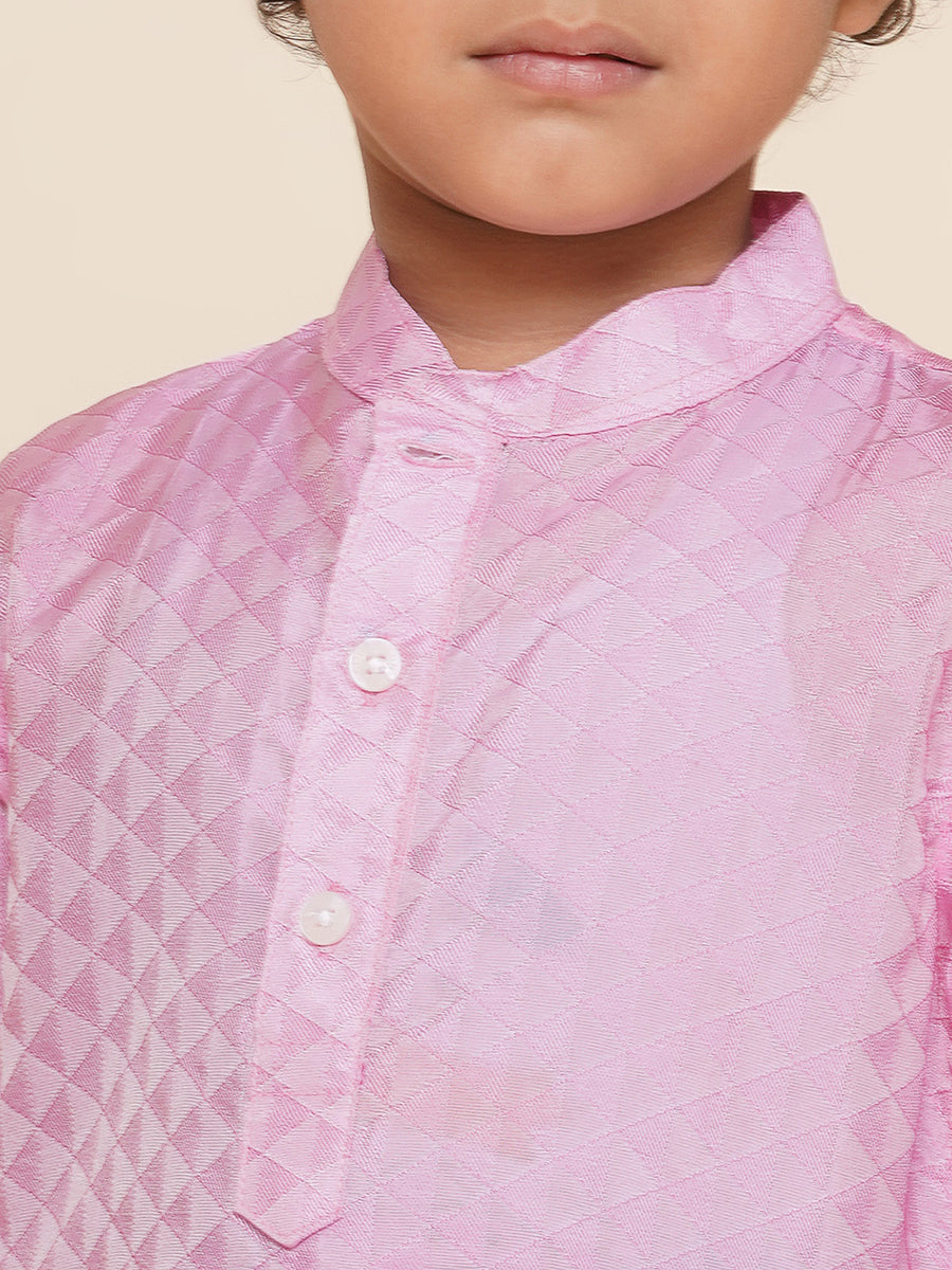 Boys Pink Colour Art Silk Kurta