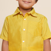 Boys Yellow Colour Polyester Shirt