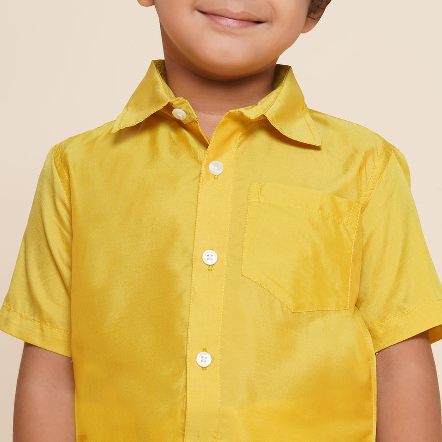 Boys Yellow Colour Polyester Shirt