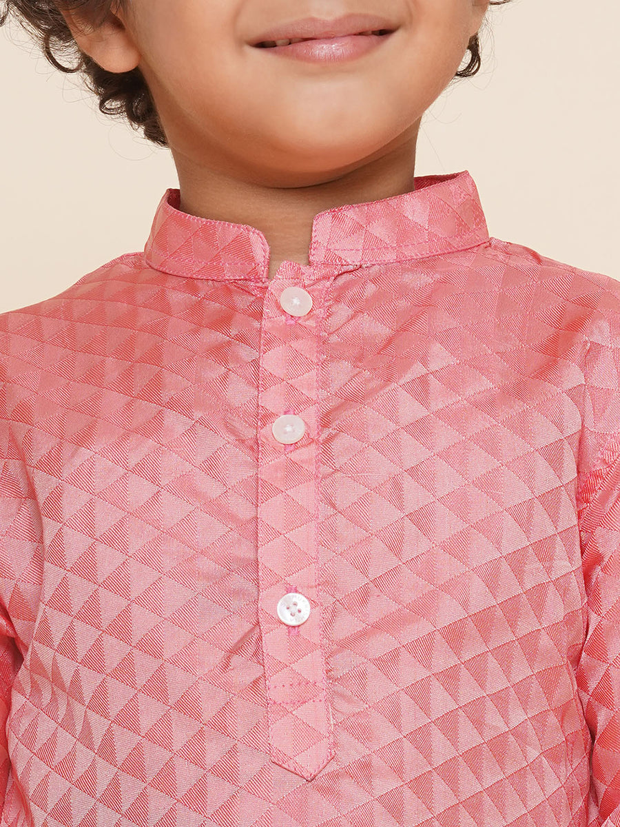 Boys Red Colour Art Silk Kurta