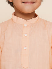 Boys Orange Colour Cotton Kurta